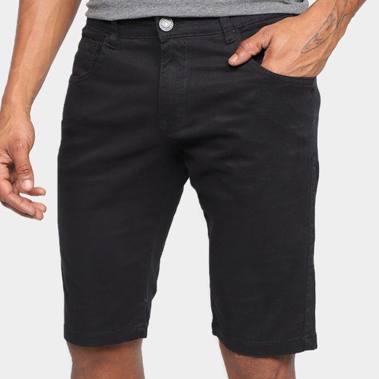 Bermuda Sarja Grifle Casual Masculina - Preto Menor preço em Bermuda Sarja Grifle Casual Masculina - Preto