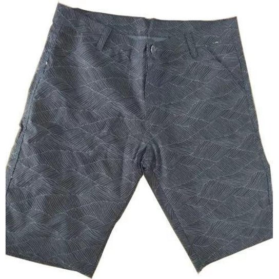 Bermuda Sarja Masculina Adulto Preta Estampa Linhas Verão - Preto Menor preço em Bermuda Sarja Masculina Adulto Preta Estampa Linhas Verão - Preto