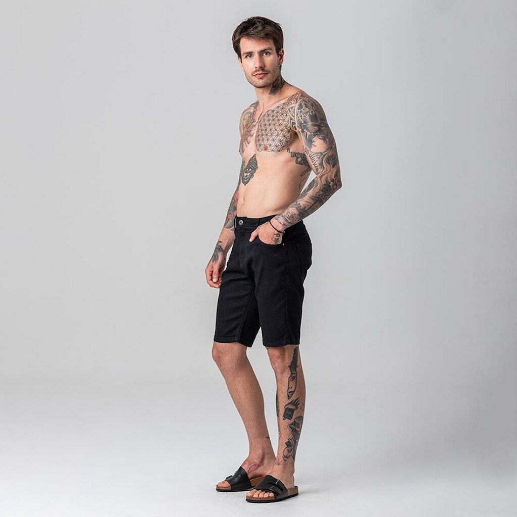 Bermuda Sarja Preta Masculina Rock e Soda