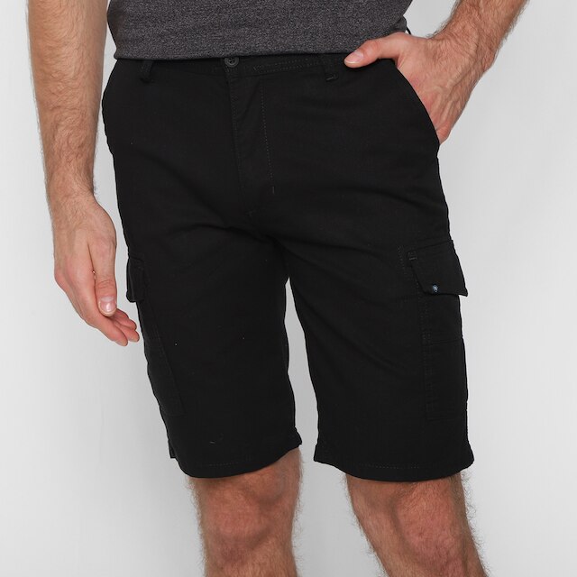 Menor preço em Bermuda Sarja Taco Cargo Masculina - Preto