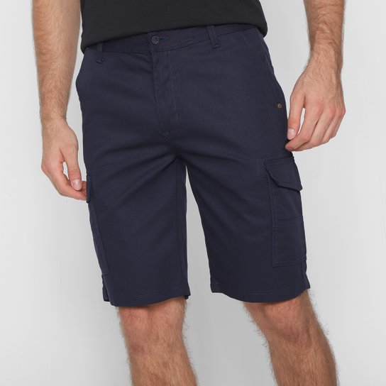 Bermuda Sarja Taco Cargo Masculina - Marinho Menor preço em Bermuda Sarja Taco Cargo Masculina - Marinho