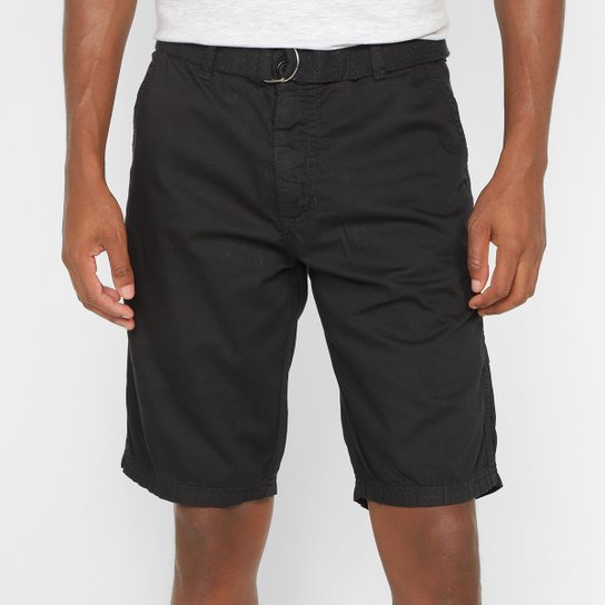 Bermuda Sarja Terminal Alfaiataria Com Cinto Masculina - Preto Menor preço em Bermuda Sarja Terminal Alfaiataria Com Cinto Masculina - Preto