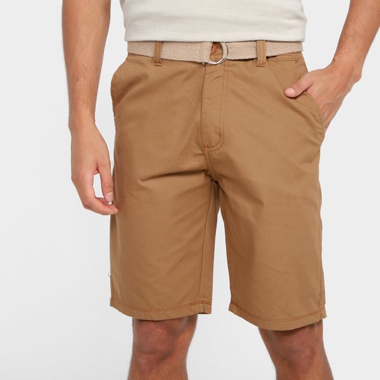Bermuda Sarja Terminal C/ Cinto Masculina - Caramelo Menor preço em Bermuda Sarja Terminal C/ Cinto Masculina - Caramelo