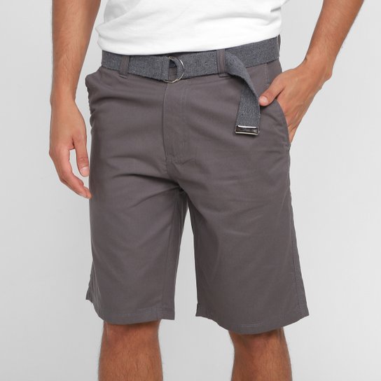 Bermuda Sarja Terminal c/ Cinto Masculina - Chumbo Menor preço em Bermuda Sarja Terminal c/ Cinto Masculina - Chumbo