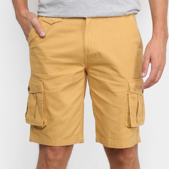 Bermuda Sarja Wrangler Cargo Masculina - Mostarda Menor preço em Bermuda Sarja Wrangler Cargo Masculina - Mostarda
