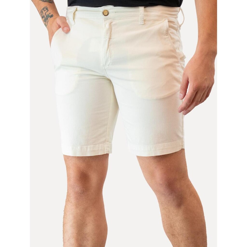 Bermuda Sergio K Masculina Chino Sarja Elastano Off-White