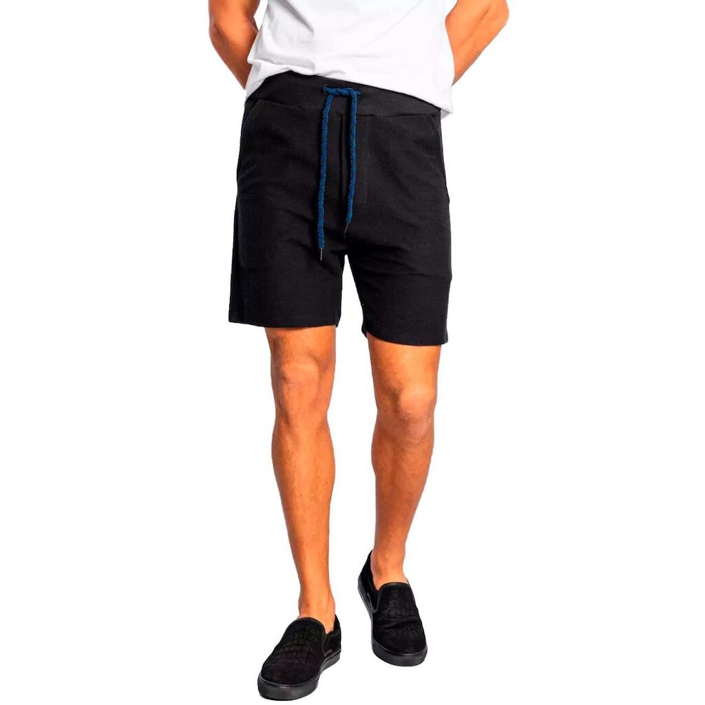 Bermuda Sergio K Masculina Moletom Det Chenille Preta