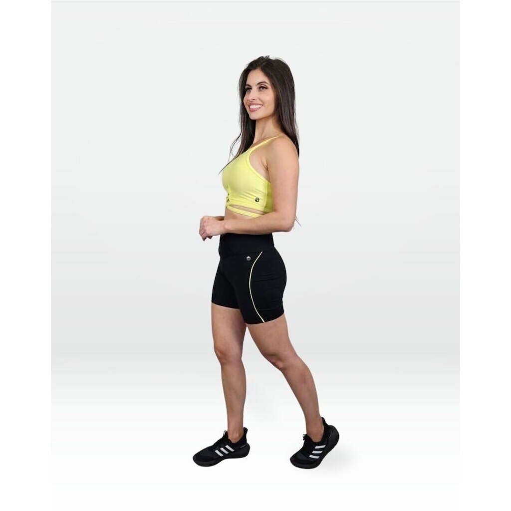 Bermuda Short Sintonia Summer Preto E Amarelo