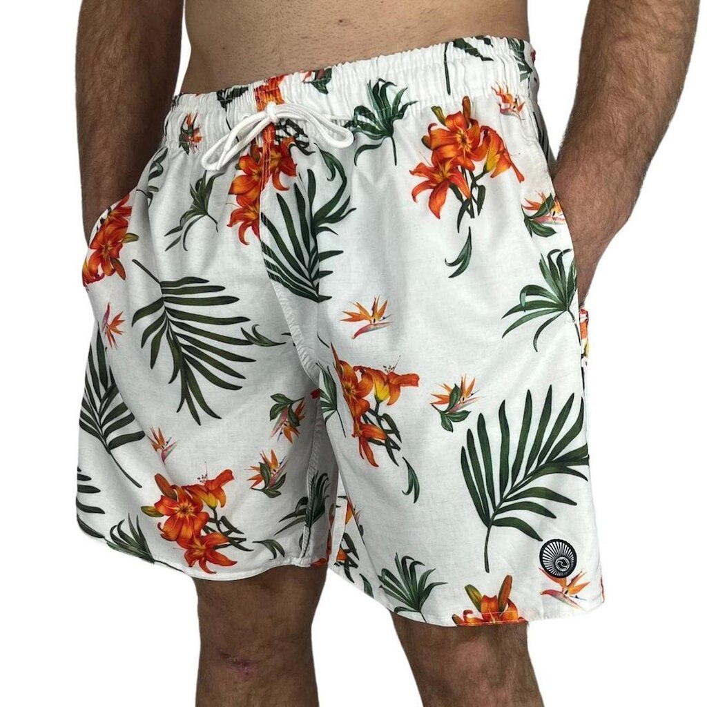 Bermuda Shorts Surftrip Floral Branco