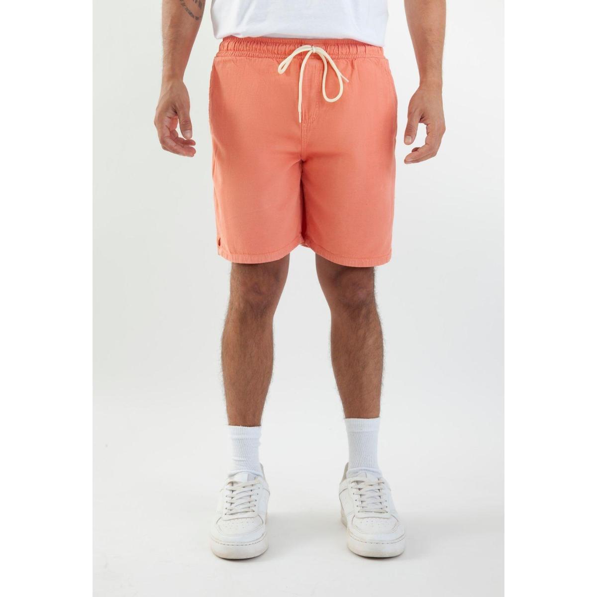 Bermuda Slim em Algodão com Cordão na Cor Salmão Masculino Dialogo Jeans Menor preço em Bermuda Slim em Algodão com Cordão na Cor Salmão Masculino Dialogo Jeans