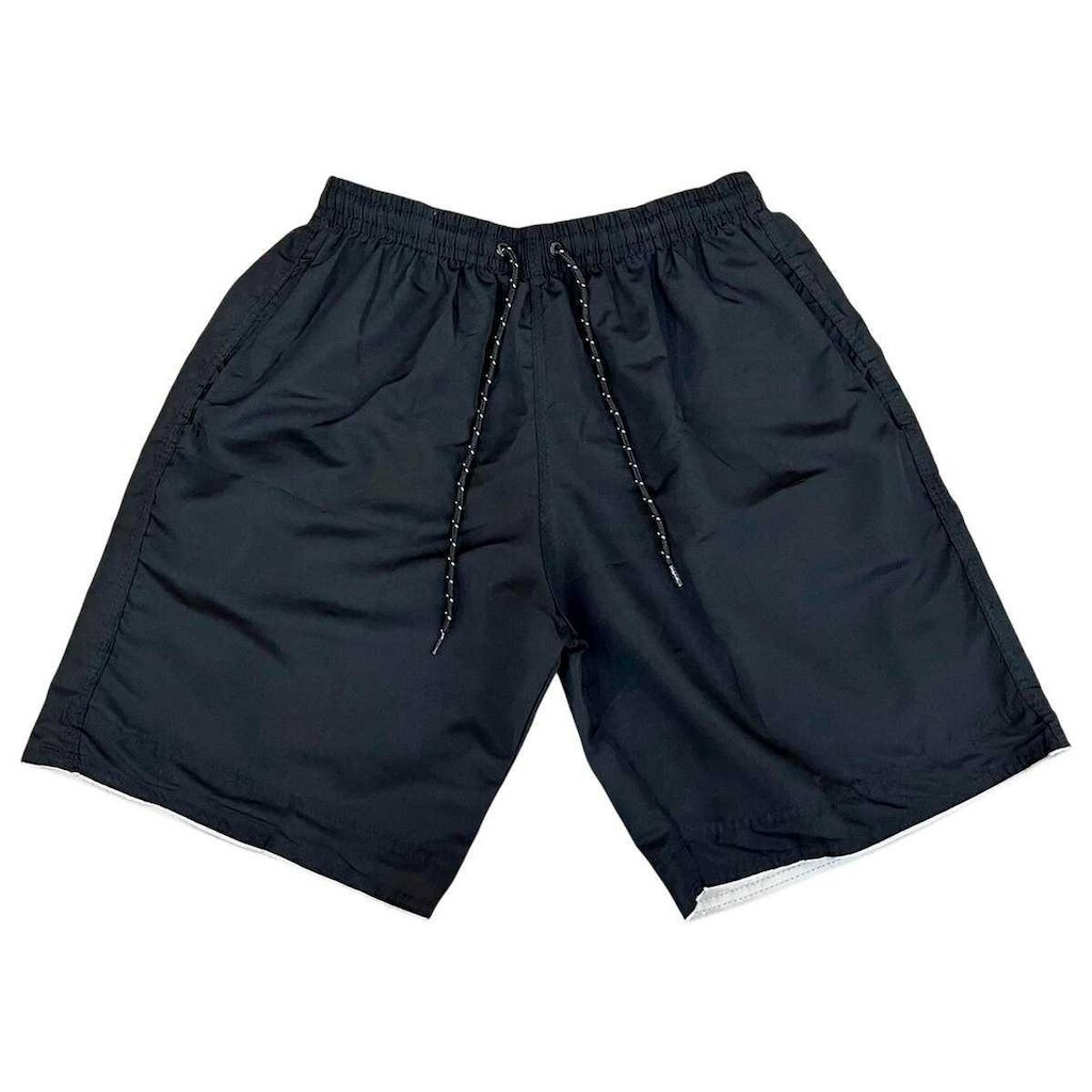 Bermuda Tactel 3 Bolsos Barra Postiça Masculina - Preto