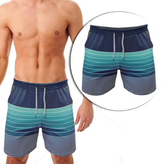 Menor preço em Bermuda Tactel Masculina Shorts Academia Treino Praia- Estampada - Azul