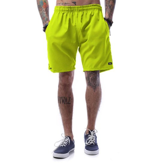 Bermuda Tactel Neon Cellos Basic - Verde Limão Menor preço em Bermuda Tactel Neon Cellos Basic - Verde Limão