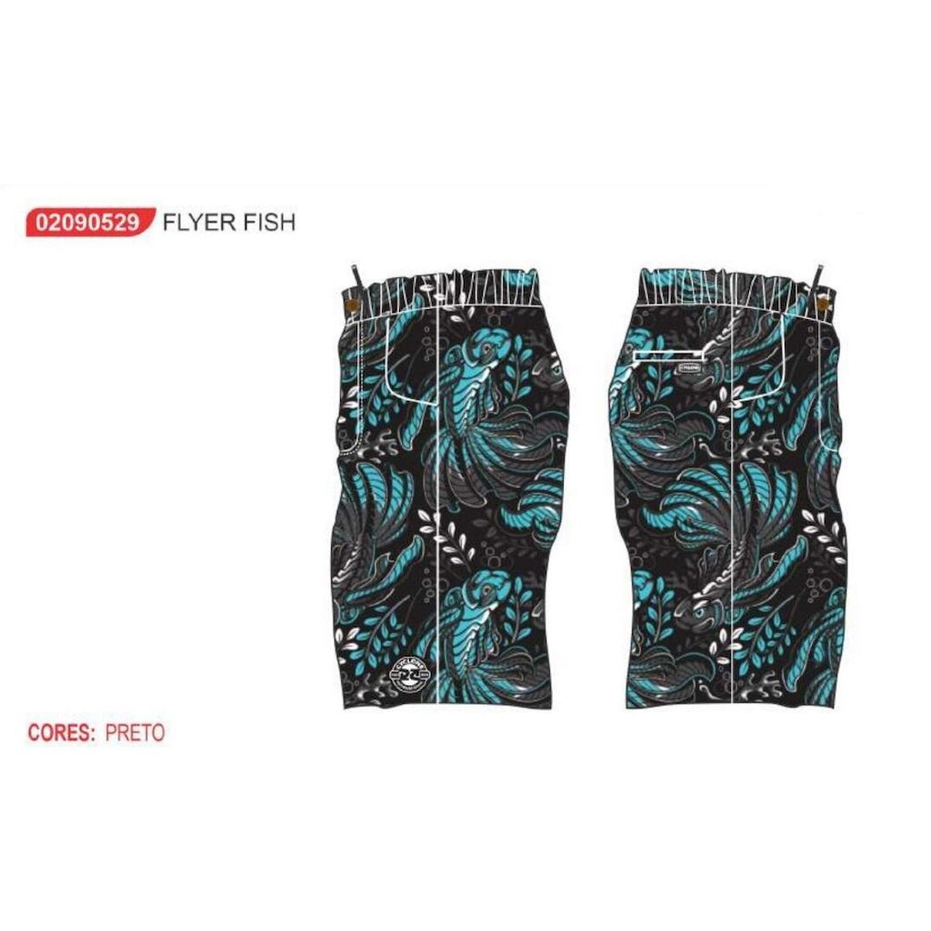 Bermuda Tec-Tel Board Short Cyclone Pel Est Flyer Fish Masculino Adulto - Ref 02090529