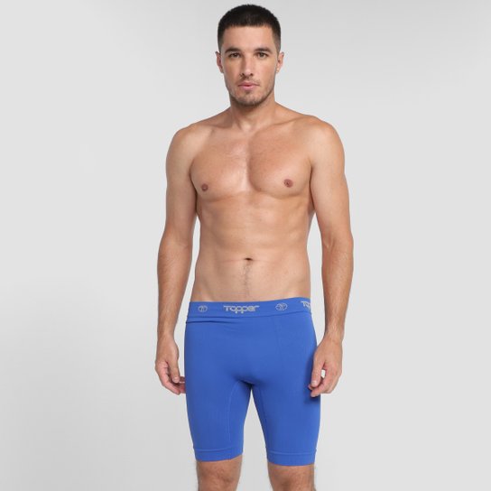 Bermuda Térmica Topper S/ Costura Masculina Azul+Cinza Netshoes