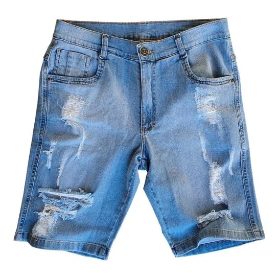 Bermuda Vcstilo Jeans Rasgada Masculina Azul Claro Netshoes