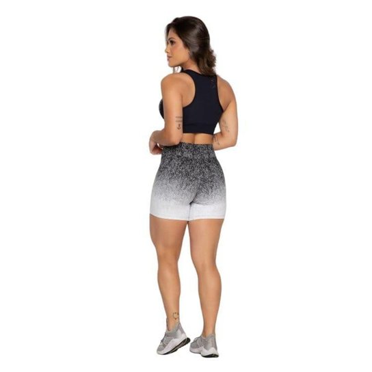 Bermuda Vlast Jacquard Tecido Grosso Zero Transparencia Cos Alto Academia Fitness Feminina 1011