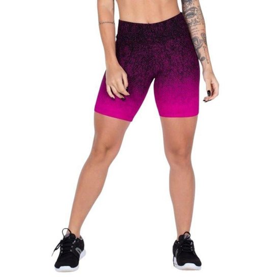 Bermuda Vlast Jacquard Tecido Grosso Zero Transparencia Cos Alto Academia Fitness Feminina 1013