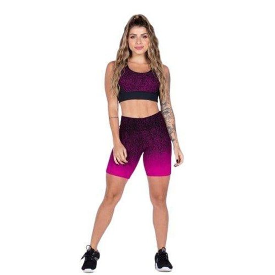 Bermuda Vlast Jacquard Tecido Grosso Zero Transparencia Cos Alto Academia Fitness Feminina 1013