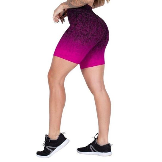 Bermuda Vlast Jacquard Tecido Grosso Zero Transparencia Cos Alto Academia Fitness Feminina 1013