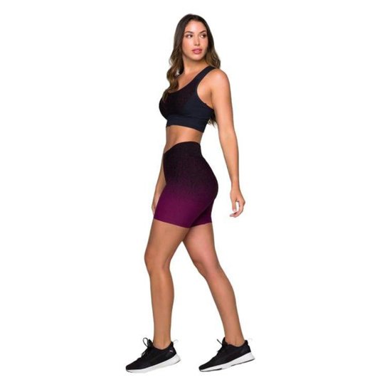 Bermuda Vlast Jacquard Tecido Grosso Zero Transparencia Cos Alto Academia Fitness Feminina 1049