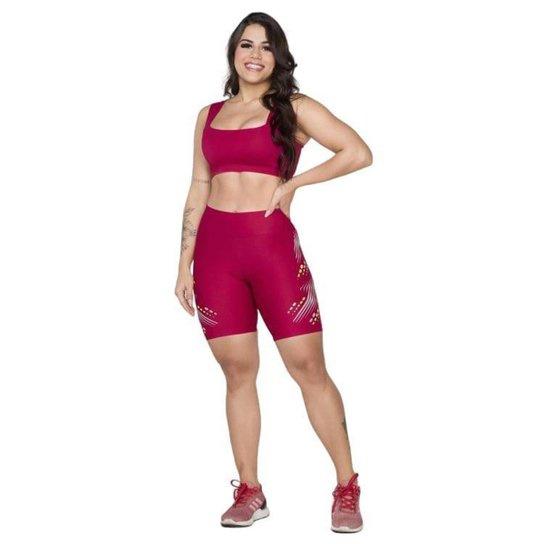 Bermuda Vlast Suplex Tecido Grosso Silk Zero Transparencia Cos Alto Academia Fitness Feminina 1045