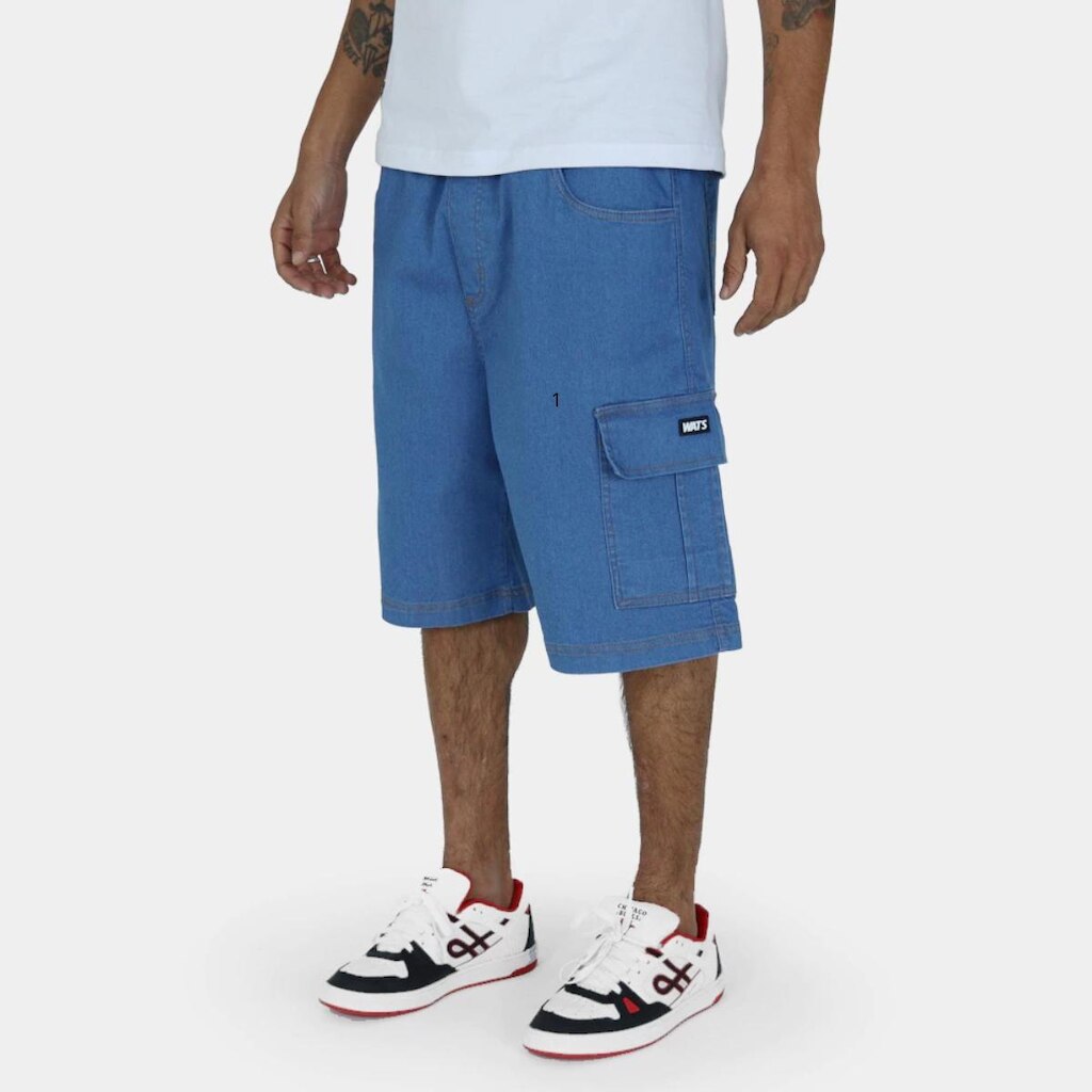 Bermuda Wats Jeans Cargo Clean Azul