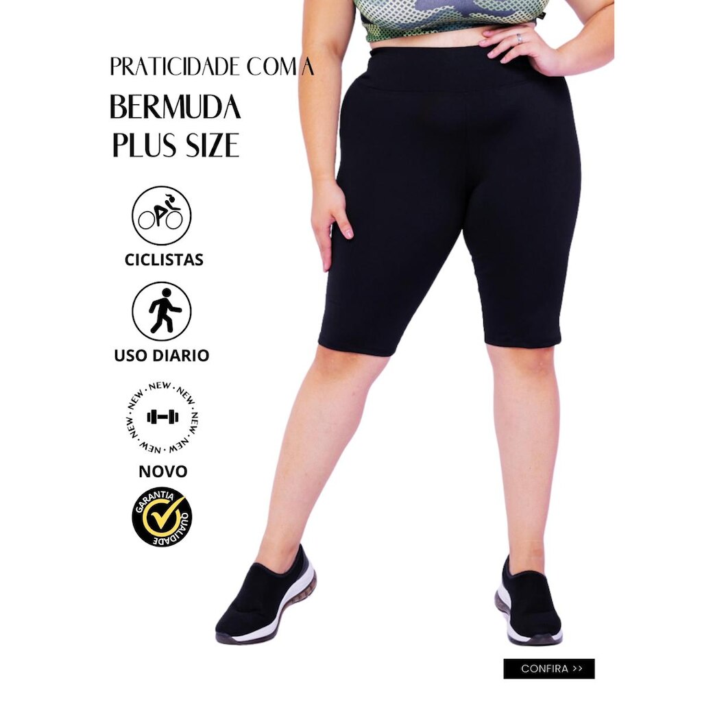 Bermudas Plus Size Wolfox Academia Ou Dia A Dia Cintura Alta Feminina