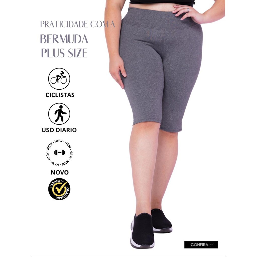 Bermudas Plus Size Wolfox Academia Ou Dia A Dia Cintura Alta Feminina
