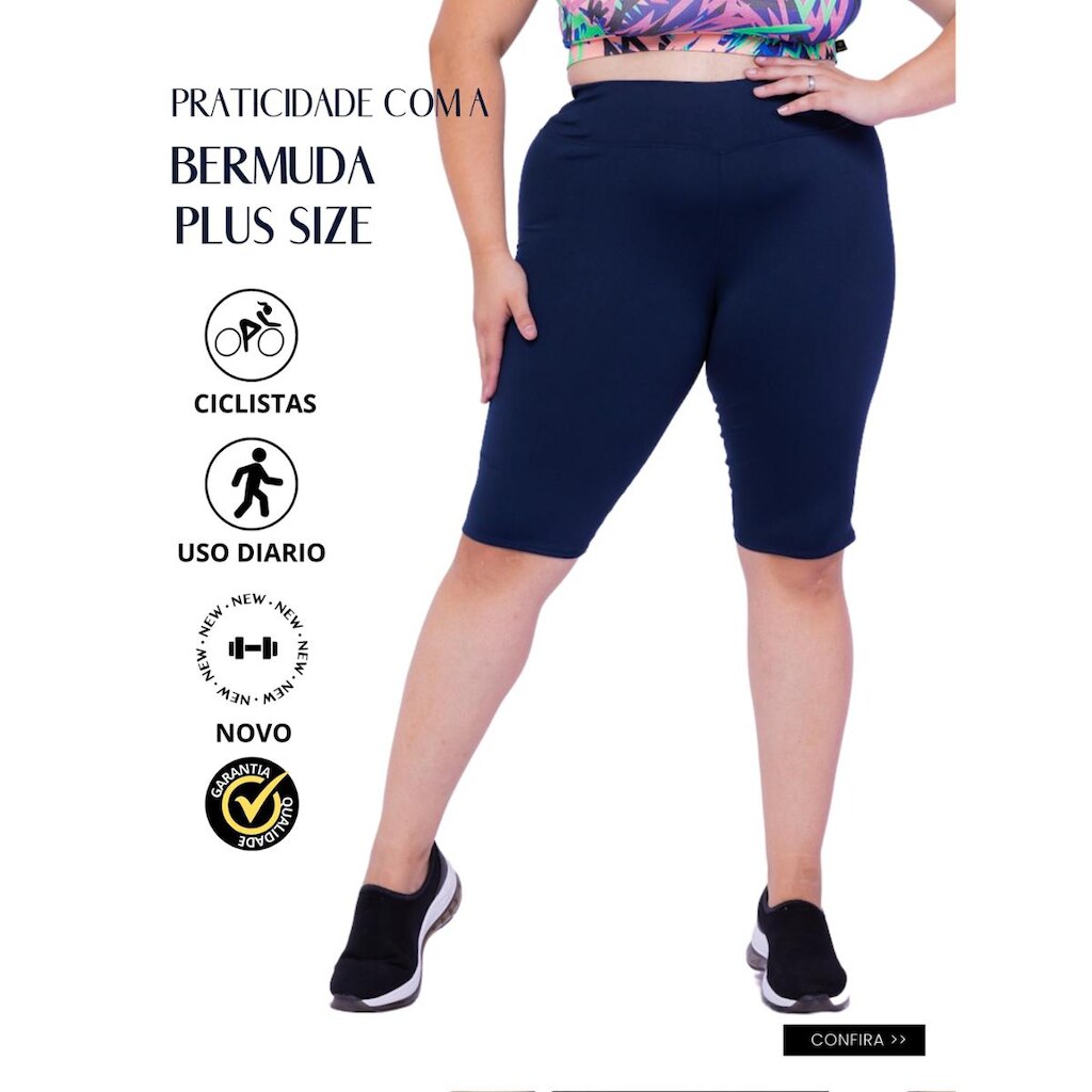Bermudas Plus Size Wolfox Academia Ou Dia A Dia Cintura Alta Feminina