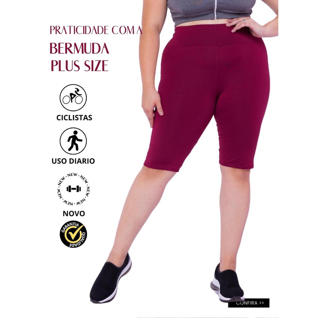 Bermudas Plus Size Wolfox Academia Ou Dia A Dia Cintura Alta Feminina