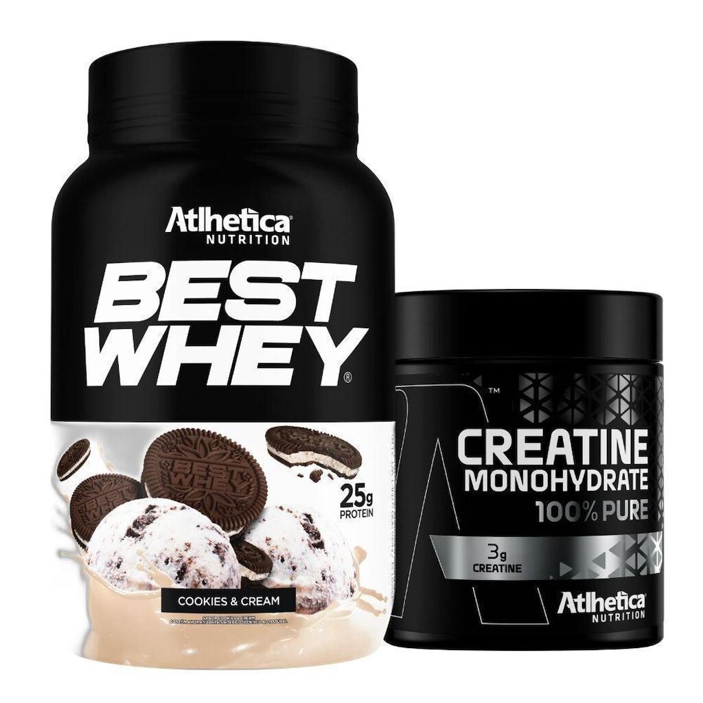 Best Whey Isolado Hidro 3W Cookies 900g + Creatina Atlhetica