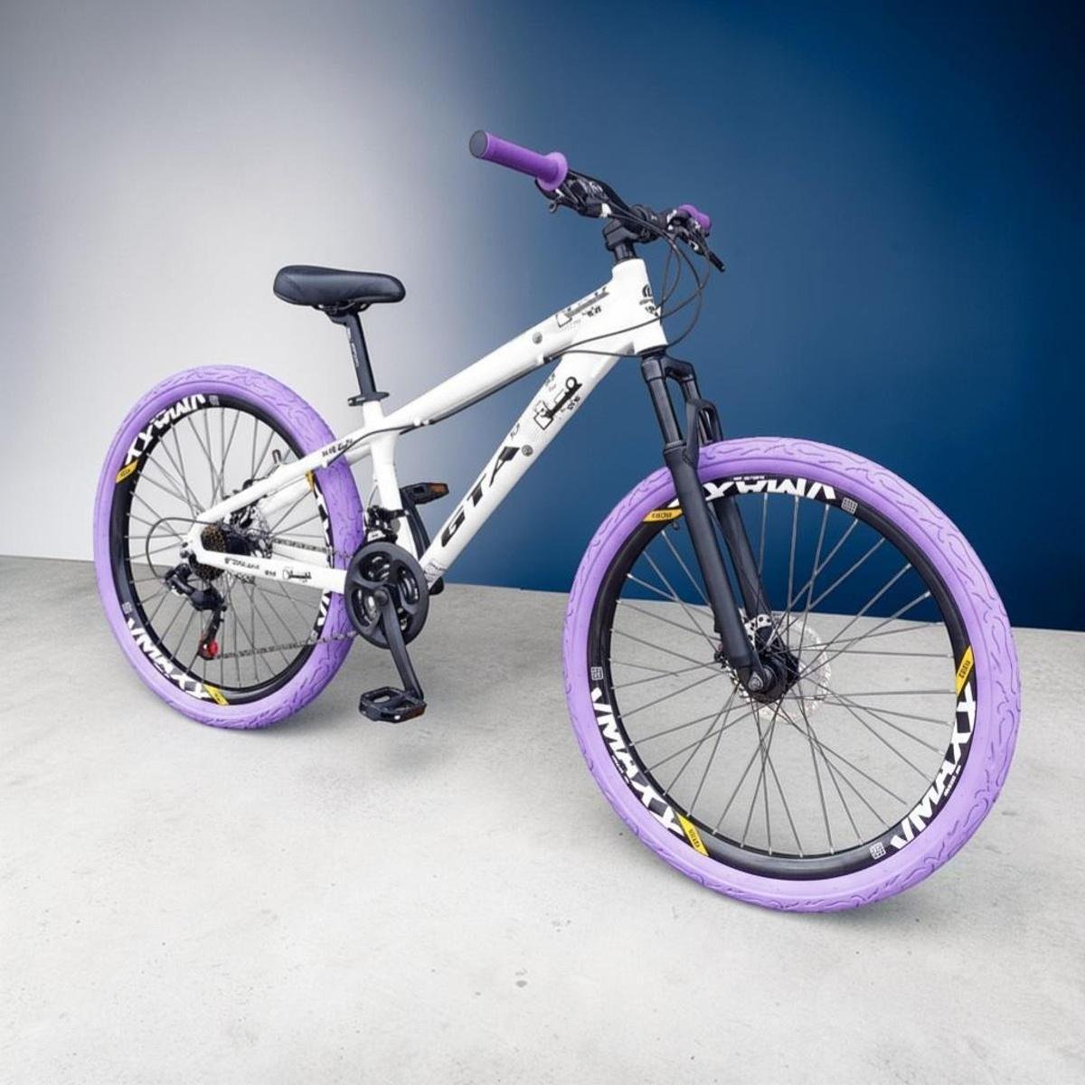 Bicicleta Gta Bike Rebel Disc M Aro 26 Susp. Dianteira 21 Marchas - Branco/roxo