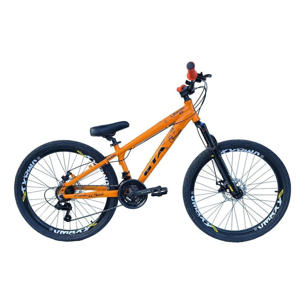 Bicicleta 26 Gta Rebel Alumínio Freeride Downhill 21v Aros Vmaxx Freio a Disco Pneu Flame