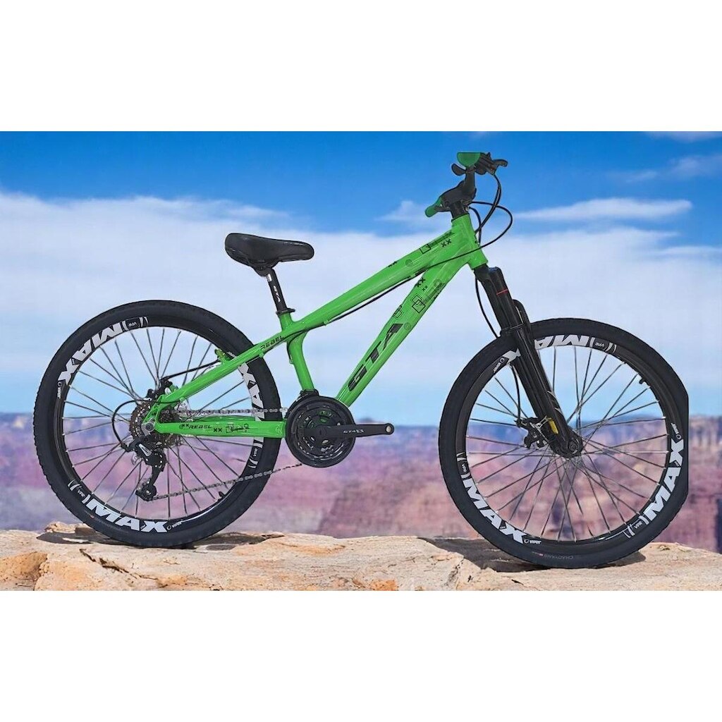 Bicicleta 26 Gta Rebel Alumínio Freeride Downhill 21v Aros Vmaxx Freio a Disco Pneu Flame