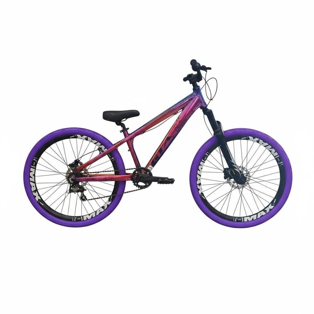Bicicleta 26 Gta Rebel Camaleão Freeride DH Single Aro Vmaxx Freio a Disco Pneu Flame Roxo