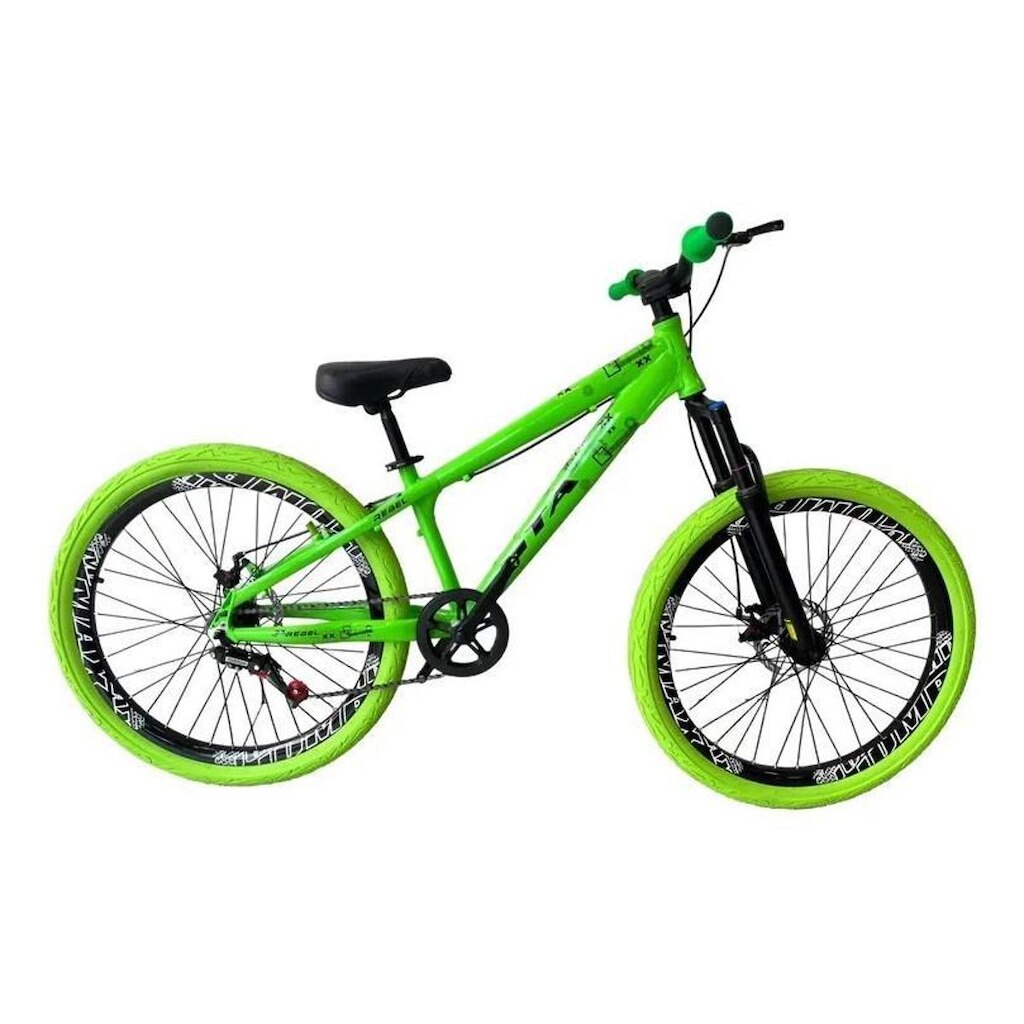Bicicleta 26 Gta Rebel Freeride DH Single Aro Vmaxx Freio a Disco Pneu Flame Verde