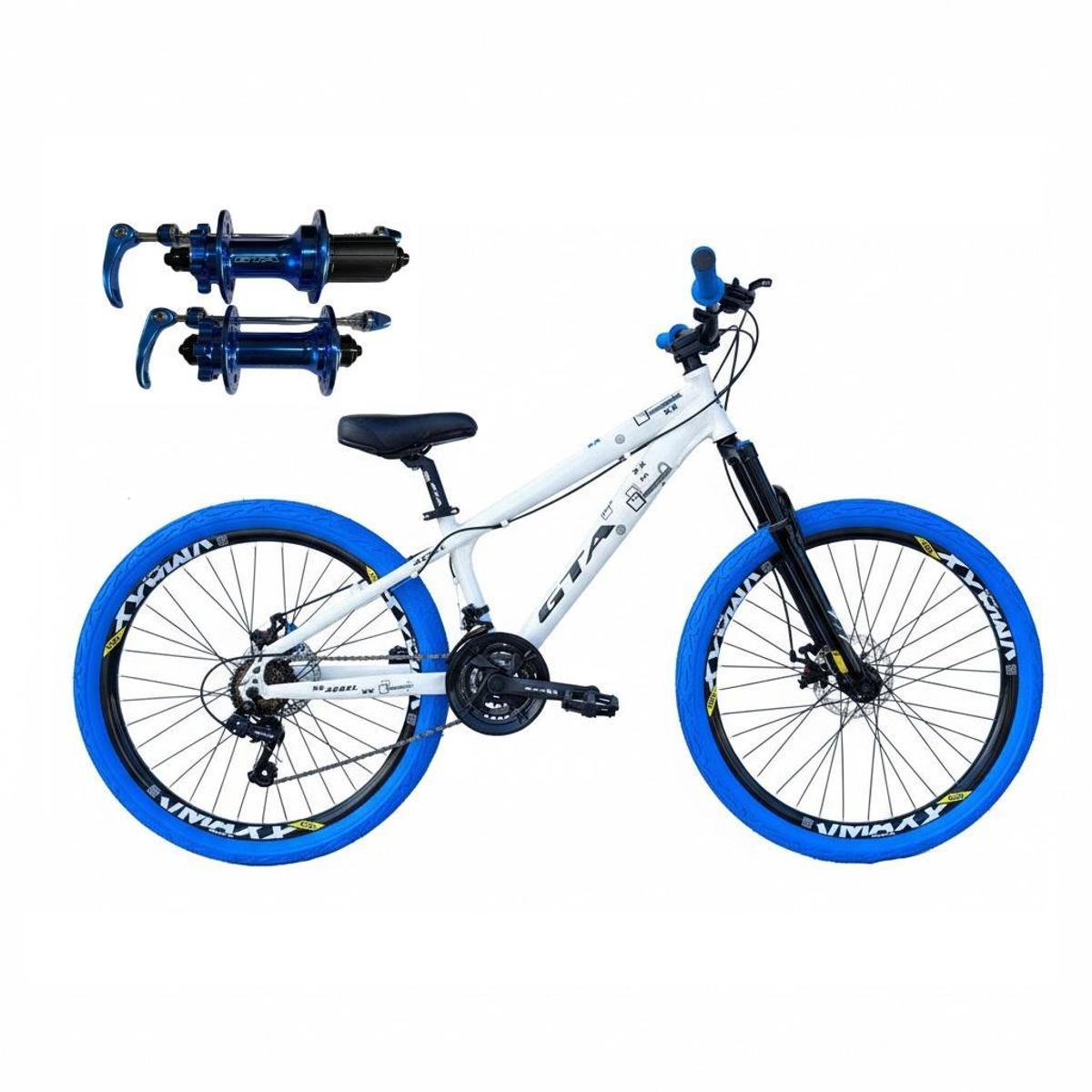 Bicicleta Gta Bike Reba Disc M Aro 26 Susp. Dianteira 24 Marchas - Branco/azul