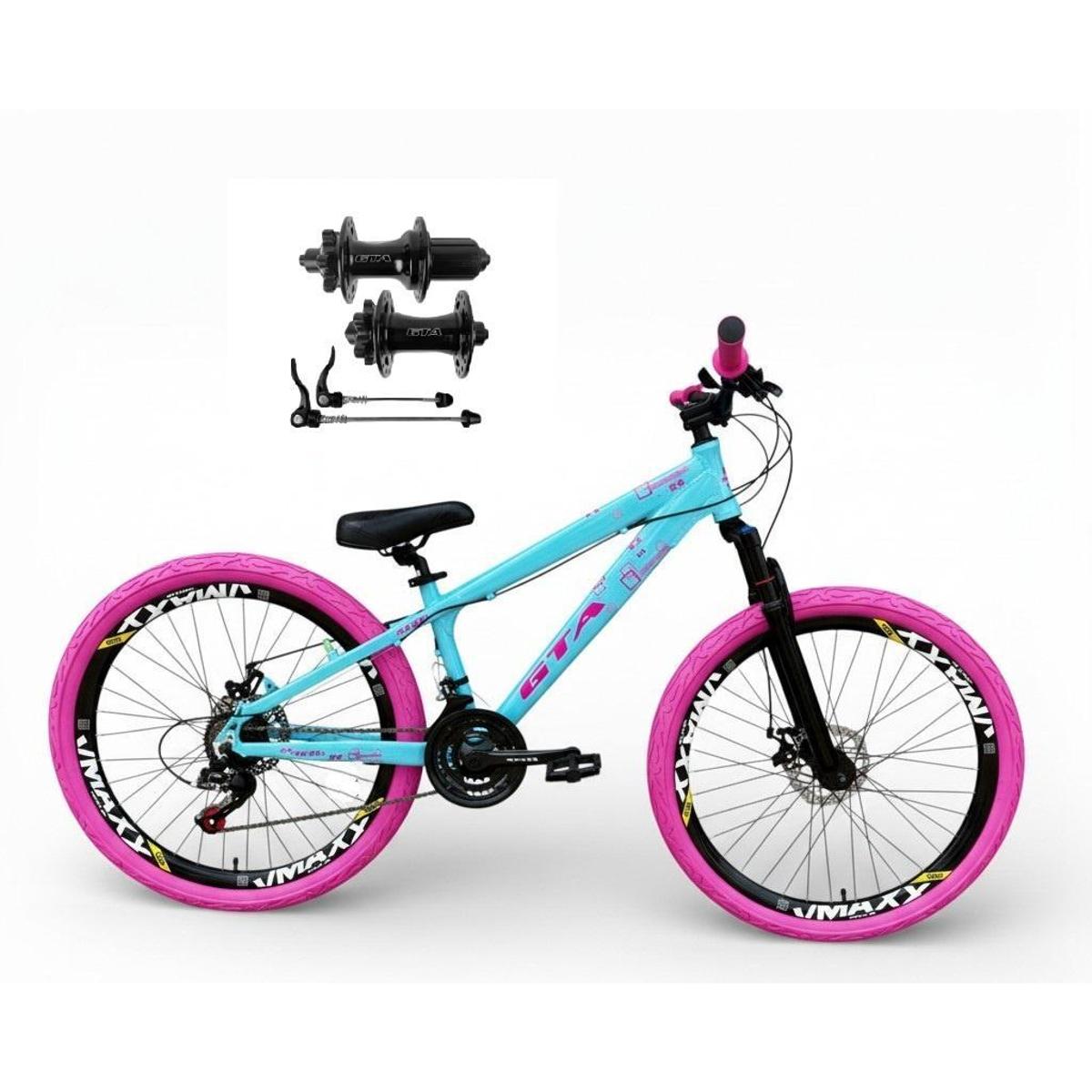 Bicicleta Gta Bike Rebel Aro 26 Susp. Dianteira 24 Marchas - Azul/rosa