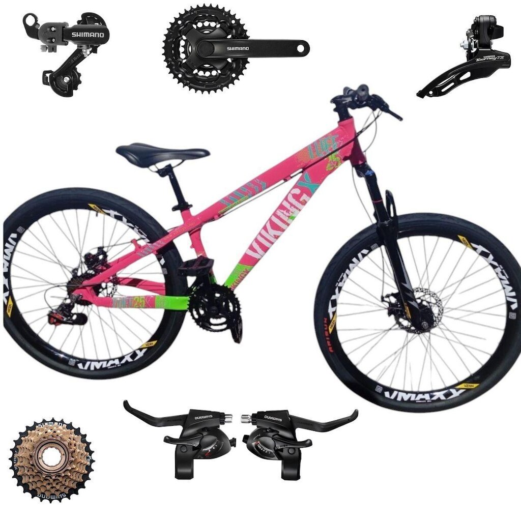 Bicicleta 26 VikingX T25 21  Shimano Pneu Balão Flame