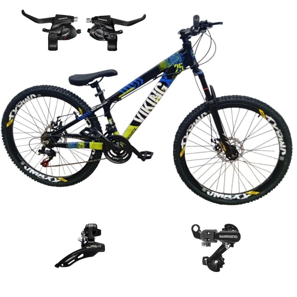 Bicicleta 26 VikingX T25 21v Cambios e Trocadores Shimano Freeride Pneu 26 Cravudo