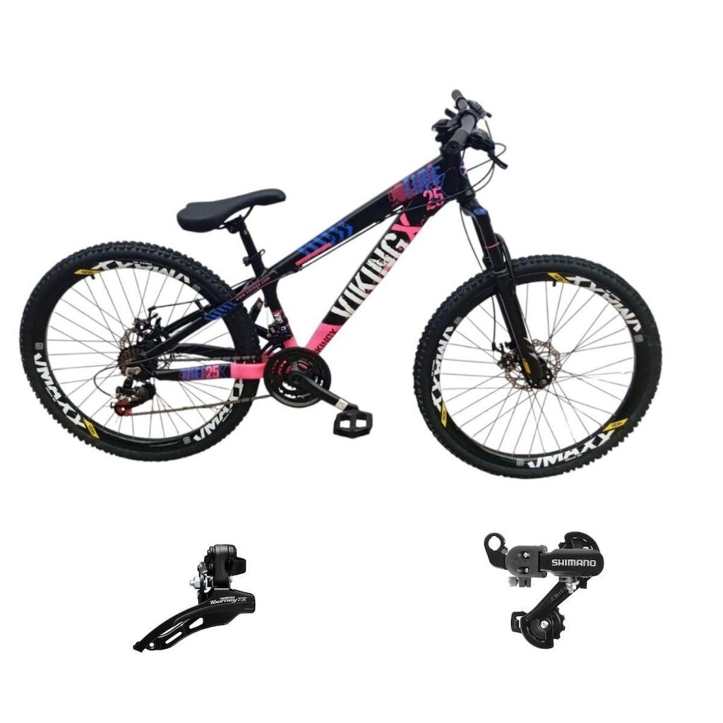 Bicicleta 26 VikingX T25 21v Cambios Shimano Dianteiro e Traseiro Pneu 26 Cravudo