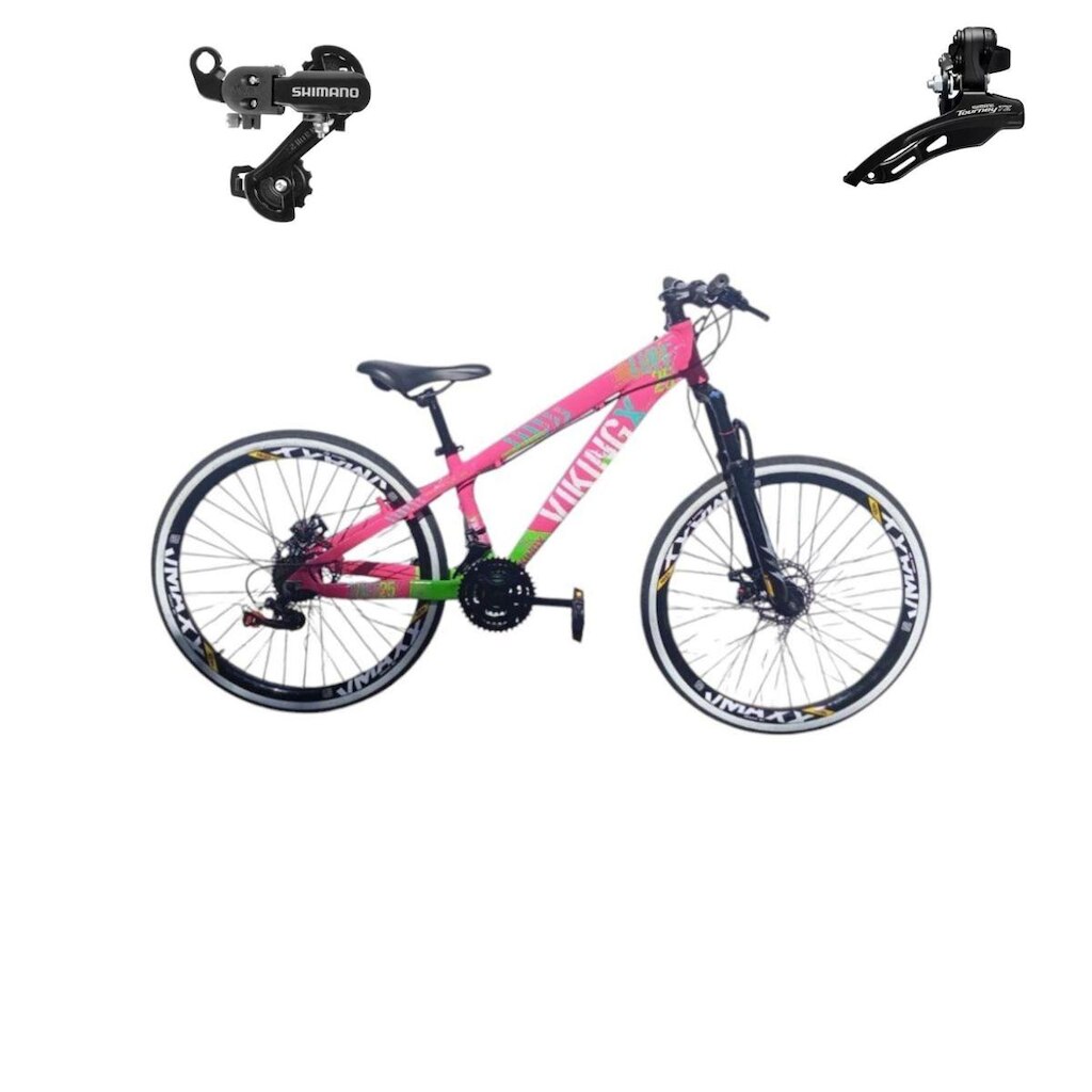 Bicicleta 26 VikingX T25 21v Freeride Cambios Shimano Freio Disco Mecânico Pneu fx 1.50
