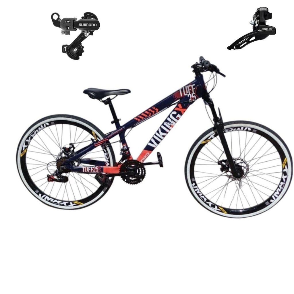 Bicicleta 26 VikingX T25 21v Index Freeride Cambios Shimano Disco Mecânico Pneu Slick fx 1.50