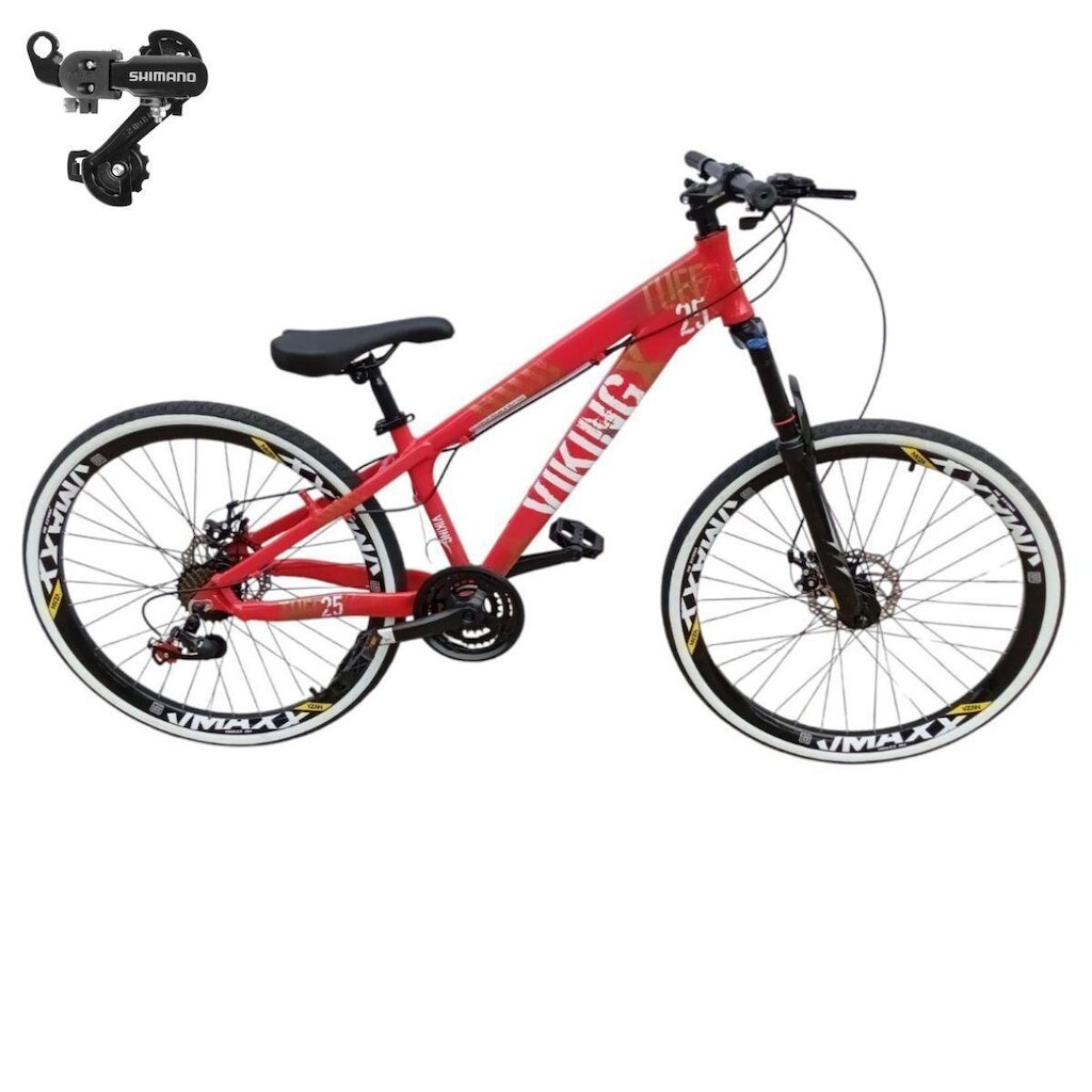 Bicicleta 26 VikingX T25 21v Indexada Freeride Cambios Shimano Aluminio Freio Disco Pneu Slick 1.50