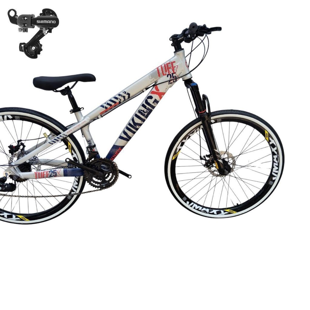 Bicicleta 26 VikingX T25 21v Indexada Freeride Cambios Shimano Aluminio Freio Disco Pneu Slick 1.50