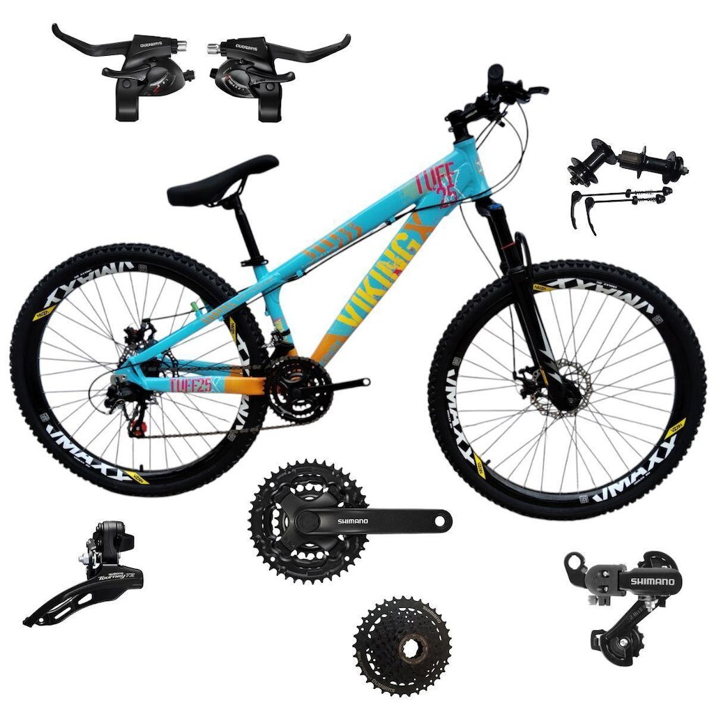 Bicicleta 26 VikingX T25 24v Cubo K7 SHIMANO Pneu 26 Cravudo