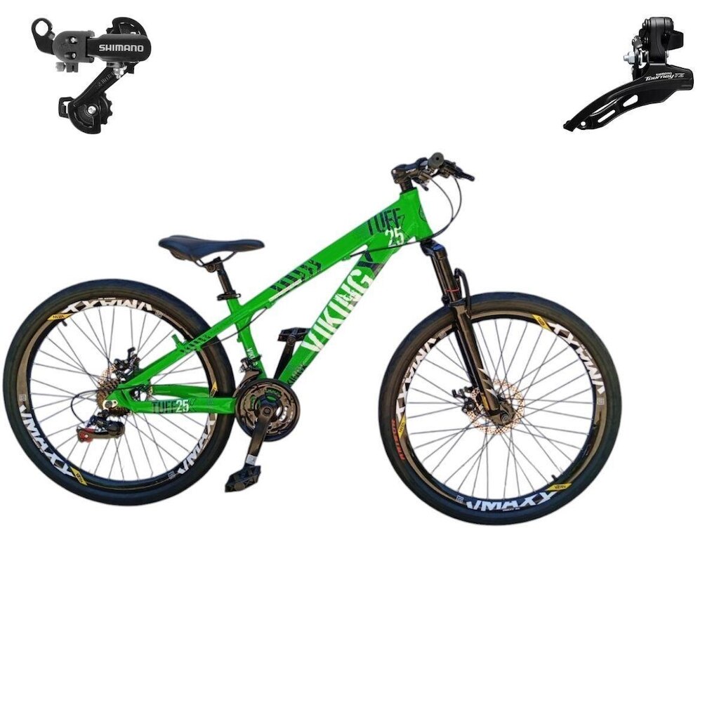Bicicleta 26 VikingX T25 24v Freeride Cambios Shimano Indexados Pneu Balão Flame