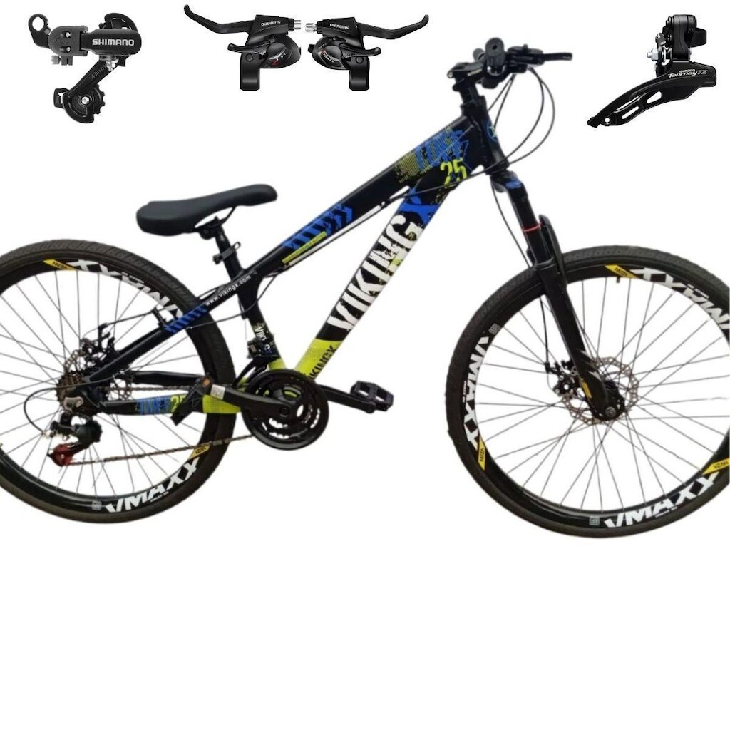 Bicicleta 26 VikingX Tuff25 21v Cambios e Trocadores Freeride Disco Mecânico Pneu Slick 1.50