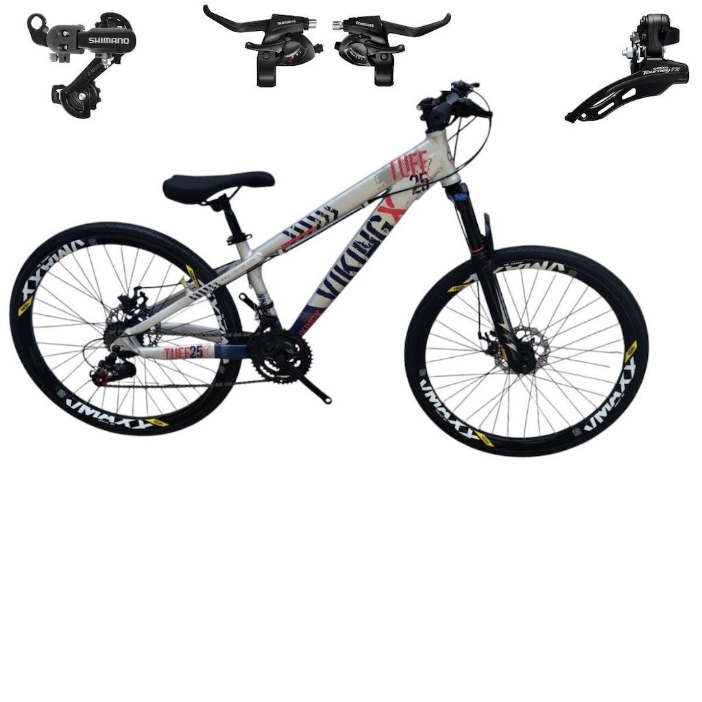 Bicicleta 26 VikingX Tuff25 21v Cambios e Trocadores Freeride Disco Mecânico Pneu Slick 1.50